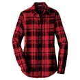 thumbnail image 2 of Yellow Rooster Flannel Shirts For Women Plaid Jackets Long Sleeve Button Down Engine Red/ Black XS, 2 of 6