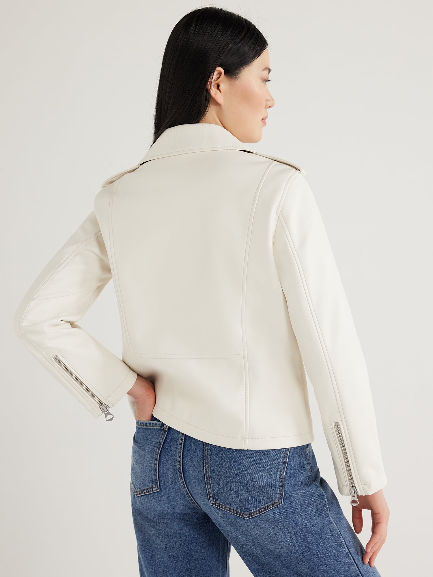 Scoop Women's Faux Leather Asymmetrical Zip Moto Jacket, Sizes XS-XXL