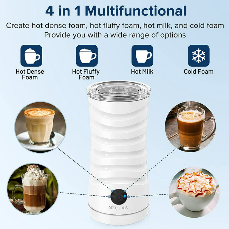 Secura Electric Milk Frother, Automatic Milk Steamer Warm or Cold Foam  Maker for Coffee, Cappuccino, Latte, Stainless Steel Milk Warmer with Strix  Temperature Controls 