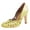 Yellow, variant on YDN Women Retro Round Closed Toe Flower Cutout Pumps High Heels Slip On Holiday Business Casual Dressy Shoes Size 7 Yellow