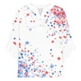 thumbnail image 4 of 4th of July Shirts Women 3/4 Length Ruffle Sleeve Tops V Neck Button Down Blouse American Flag Shirt, 4 of 4