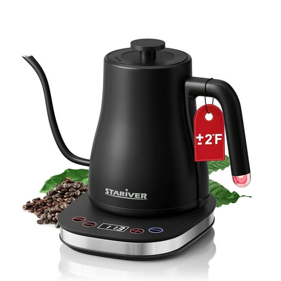 1000W Gooseneck Electric Kettle 40.58oz, Intelligent Temperature Control for Pour Over Coffee & Tea, Stainless Steel, 110V US Plug