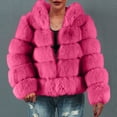 thumbnail image 2 of Winter Coats for Women Zpanxa Women Solid Color Long Sleeve Shaggy Lapel Faux Fur Coat, Warm Short Jacket Outwear, Oversized Lapel Outwear Jackets Hot Pink C 3XL, 2 of 4