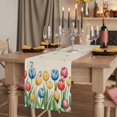 thumbnail image 2 of Table Runners 72 Inches Long Dress Scarves, Watercolor Tulips Farmhouse Kitchen Table Runner, Coffee Tablerunners, Spring Flowers Butterflies Leaves Beige 14x72 Inch, 2 of 9