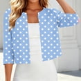 thumbnail image 5 of Karight Women Polka Dot Open Front Cardigan, Round Neck 3/4 Sleeve Lightweight Cropped Shrug, Soft Stretch Summer Layering Cover Up for Daily Office Casual Wear, 5 of 7