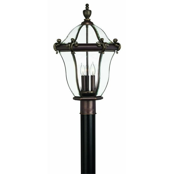 3 Light Large Outdoor Post Top or Pier Mount Lantern Traditional-Glam Style 14 inch Wide By 22.25 inch High-Copper Bronze Finish Bailey Street Home