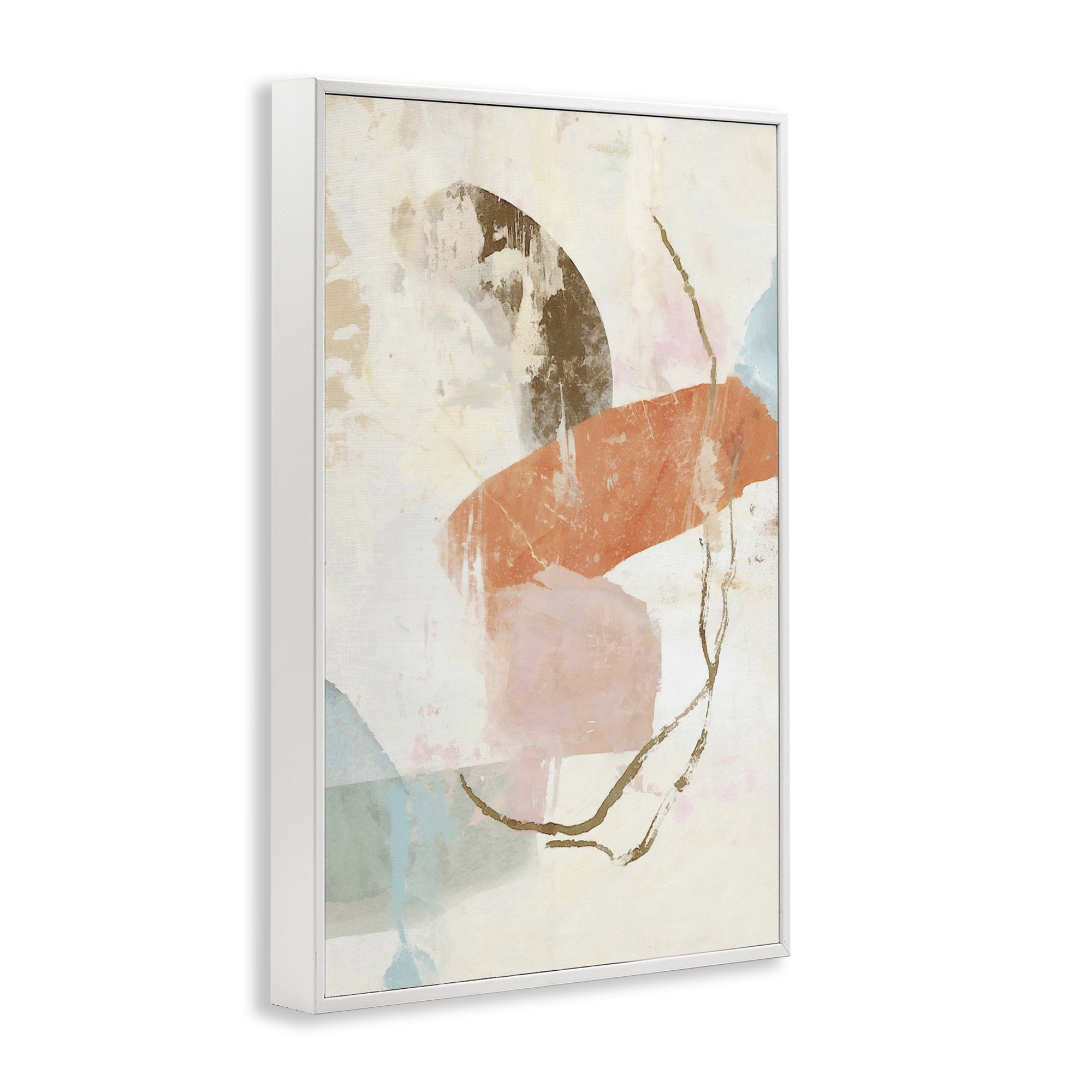 Stupell Industries Rustic Abstract with Orange Accent Abstract Painting White Framed Art Print Wall Art, 16 x 24