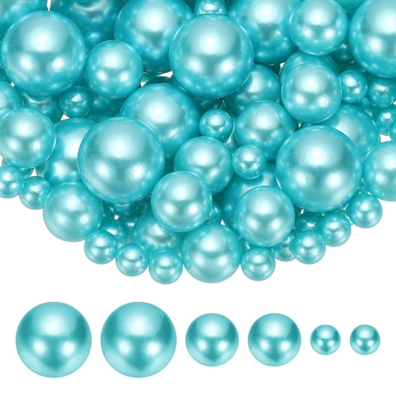 Uxcell 150 Pcs Faux Pearls Beads Vase Filler Centerpiece Pearls for Party Wedding Table Decor Lake Blue
