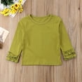 thumbnail image 4 of Douhoow Toddler Baby Girl Long Sleeve T-Shirt Spring Crew Neck Cotton Ruffles Solid Color Tops, 4 of 8