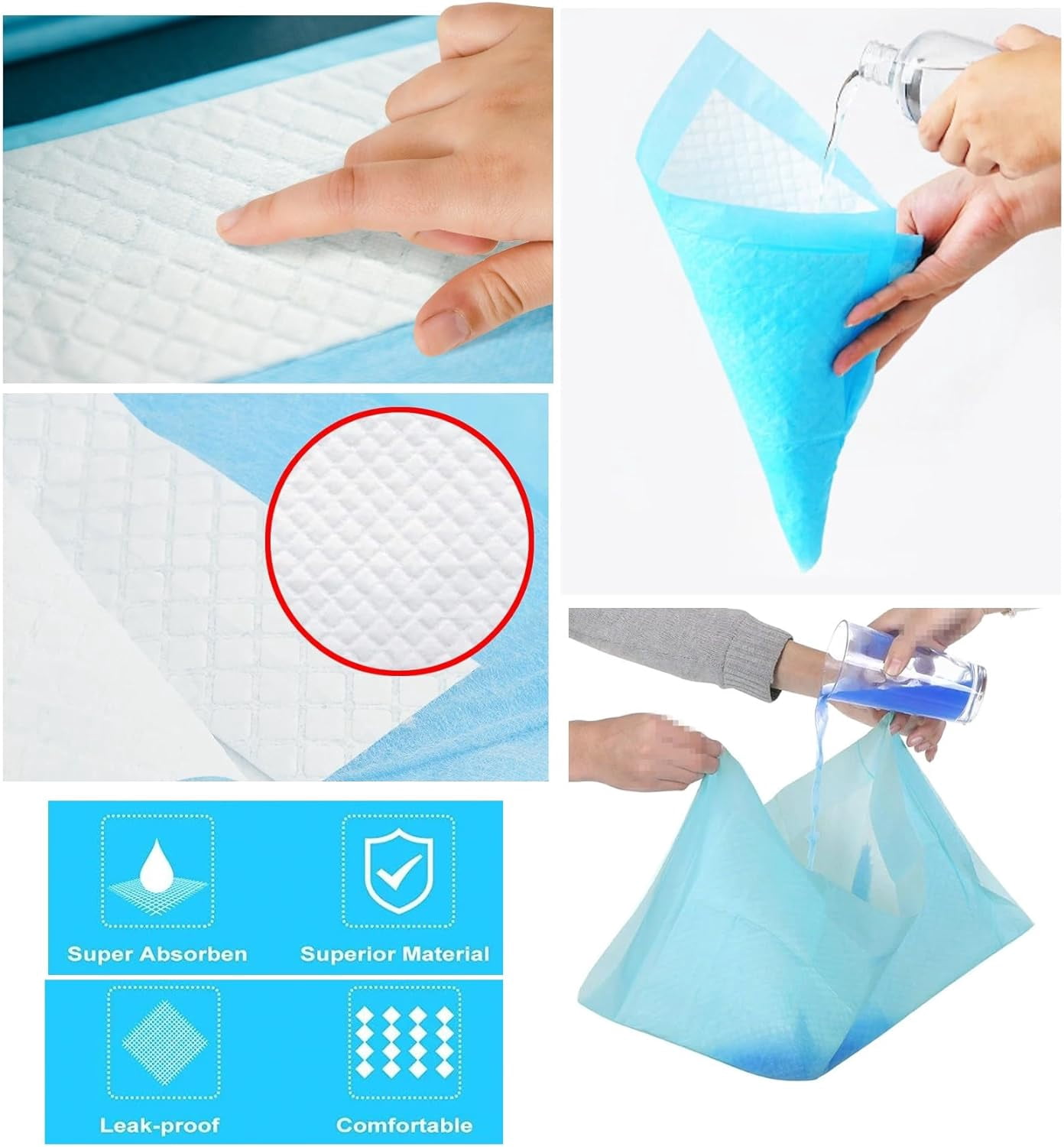 Extra Large Thicker Pet Training and Puppy Pads Doggy Pee Wee Poop Ultra Absorbent Housetraining Disposable Waterproof Mats for Dogs Cats Small Animal Indoors Travel Blue Pee Pads