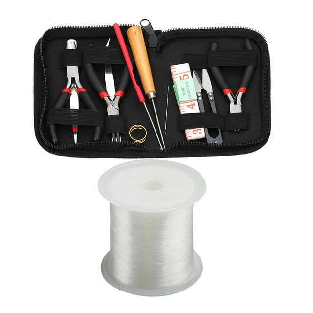 Kit de Herramientas que Hace Joyería + Cuerda de Nylon de Cristal Elástico de Secuencia que Rebordea de Rosca