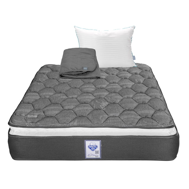 Colchón Queen Size Spring Air Aries + Almohada Royal + Protector Rogga
