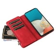 thumbnail image 6 of Zipper Wallet Case for Samsung Galaxy A23 5G Large Capacity Card Slots Holder Magnetic Cover, Luxury PU Leather Anti-Shock Flip Folio Case with Kickstand Wrist Strap Handbag Protective Case,Red, 6 of 7