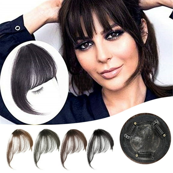NIZELUK High Temperature Wire Natural Black Wig Female Bangs Hair Piece, Heat Resistant Synthetic Hair for a Natural Finish Clearance Sales Today Deals Prime
