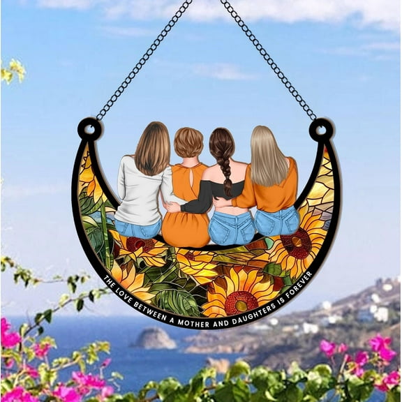 Personalized Mom Daughters On The Moon Suncatcher, Custom Mother Daughter Gift, Mom Christmas Gift, Gift For Mom, Christmas Decoration 1815936947