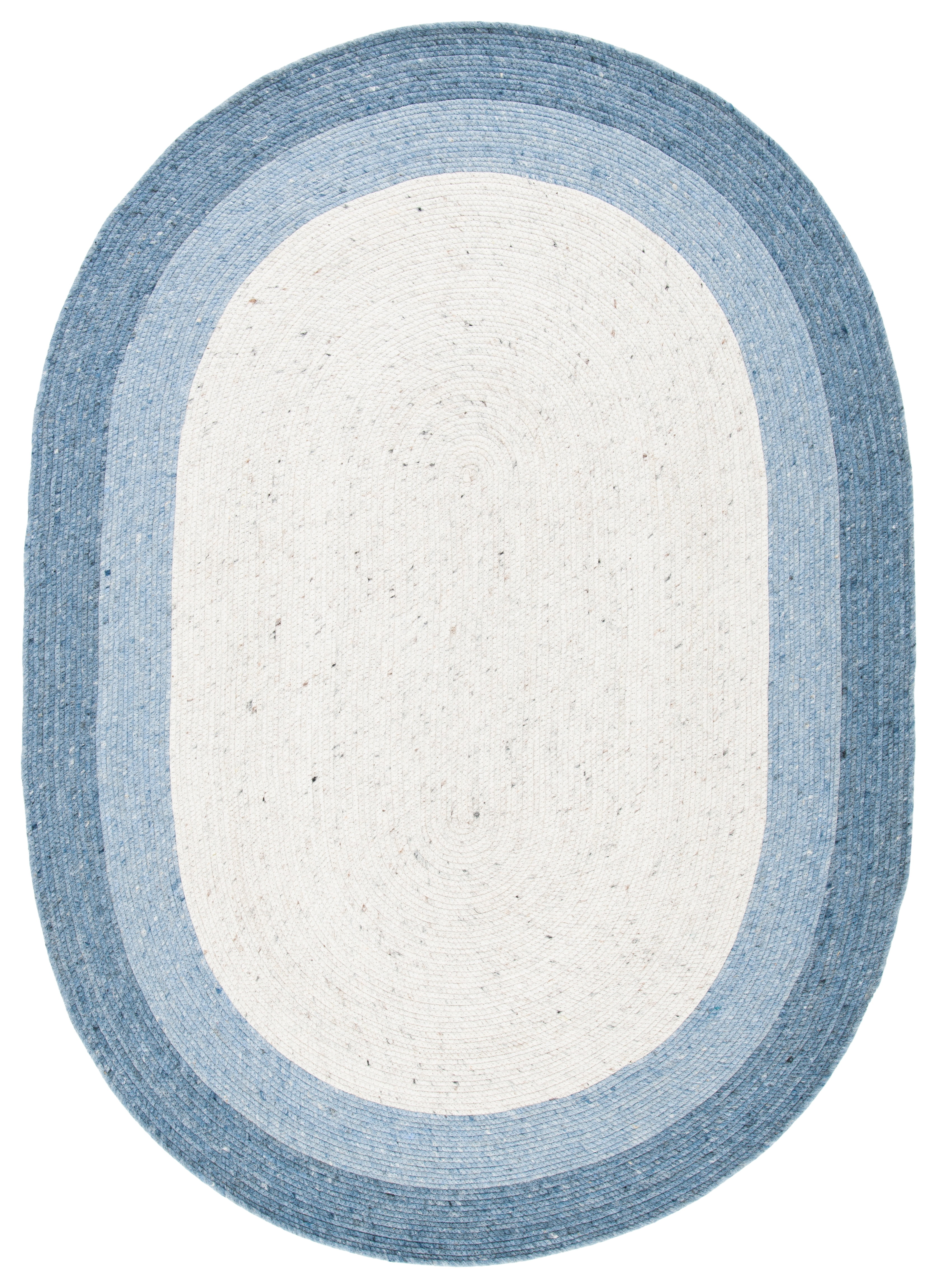 SAFAVIEH Braided Nazca Geometric Reversible Area Rug, Ivory/Blue, 8' x 10' Oval