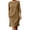 Khaki, variant on Round Neck 3/4 Sleeve for Womens Shift Dresses Side Zipper Casual Work Wear Midi Dresses