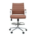 thumbnail image 3 of Homelala Brown Office Drafting Chair Ribbed Padded Open Mid Back With Wheels And Arms For Home Office Conference Room Tilt Ribbed Adjustable Height Chrome Foot Rest, Set of 1, 1 piece, 3 of 12