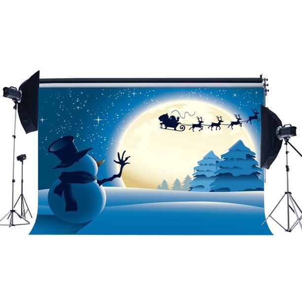 Greendecor Polyster 7x5ft Photography Backdrop Snowman Christmas Tree Santa Ride Moon Night Bokeh Glitter Spots Xmas Snow Backdrops For Baby Kids Adults Happy New Year Background Photo Studio Props Walmart Com