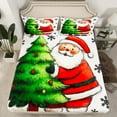 thumbnail image 2 of Manfei Kawaii Santa Claus Twin Sheet Sets,Green Christmas Green Twin Fitted Sheet,Xmas Snowflake Flat Sheet For Child,Super Cozy Room Decor,3 Pieces, 2 of 7