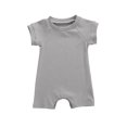 thumbnail image 1 of Barboteuse Unisexe pour Bébé Couleur Unie Col Rond Manches Courtes Côtelée, 1 of 6