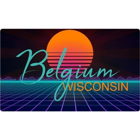 

Belgium Wisconsin 4 X 2.25-Inch Fridge Magnet Retro Neon Design