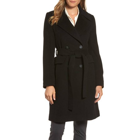Waisted Wool - Diane von Furstenberg Women's Double Breasted Tie Waist Wool Coat Black 2