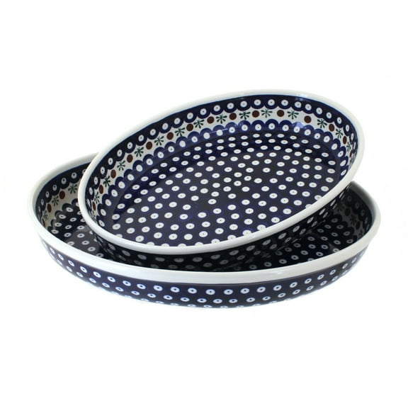Blue Rose Polish Pottery Nature Oval Baker Set