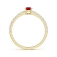 thumbnail image 2 of ANGARA Natural Classic Solitaire Ruby Promise Ring with Pave Diamonds in 14K Yellow Gold for Women (Size-4mm) | July Birthstone Jewelry for Her | Natural Ruby Rings, 2 of 8