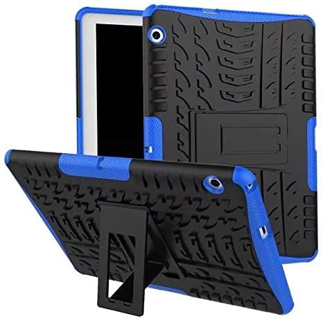 iPad T3 10 9.6 Inch Case, Hybrid Armor Shockproof Impact Protection Tough Hard Rugged Heavy Duty Combo Dual Layer Protective Case Cover with Kickstand for Huawei MediaPad T3 10 9.6" Blue