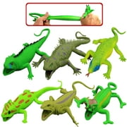 Lizards Toys,9-inch Rubber Lizard Set(6 PACKS),Food Grade Material TPR Super Stretchy,With Learning Study Card Gift Bag-Realistic Lizard Figure Bathtub Squishy Toy-Gecko Iguana Chameleon