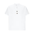 thumbnail image 5 of Kojanyu Men's Breathable Cotton Linen Blend Short Sleeve Half V Neck Button Up Casual Summer Top for Daily Outdoor Wear S-5XL, 5 of 8