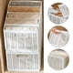 thumbnail image 4 of Cestas de almacenamiento plegables - cajas organizadoras de plástico de 4 para armario, cocina y baño • Cajas apilables con compartimentos • ABS blanco • De varios tamaños (S, M, L, XL), 4 of 7
