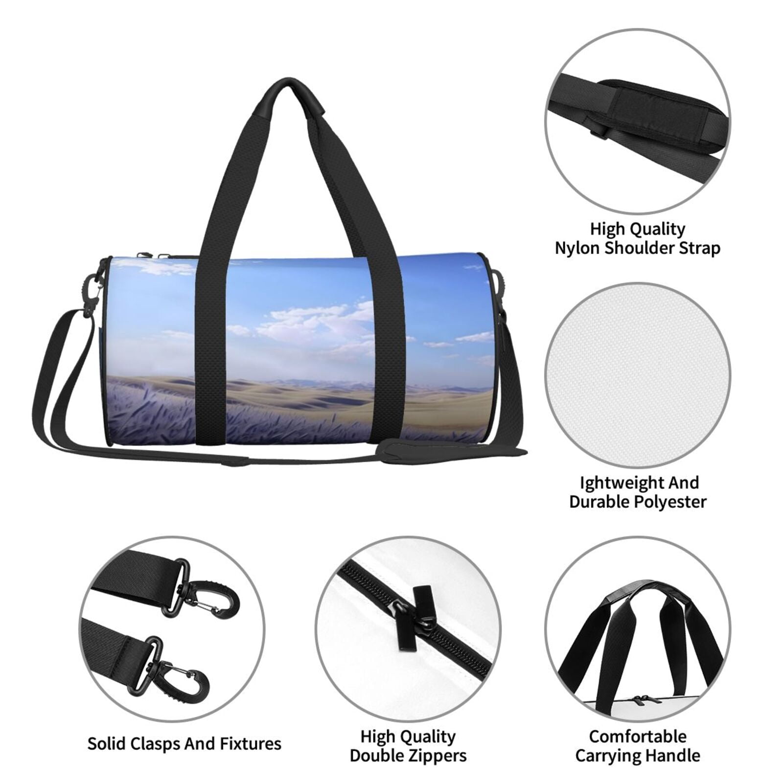 Vsdgher Lavender Fields Under Blue Sky 45L Foldable Duffel Bag, Sports Gym Bag,Overnight Bag, Portable Weekender Bag for Airplanes