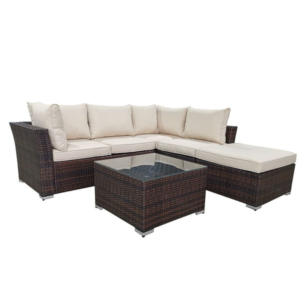 Outdoor Furniture Sectional Sofa, All Weather Wicker Sectional Sofa