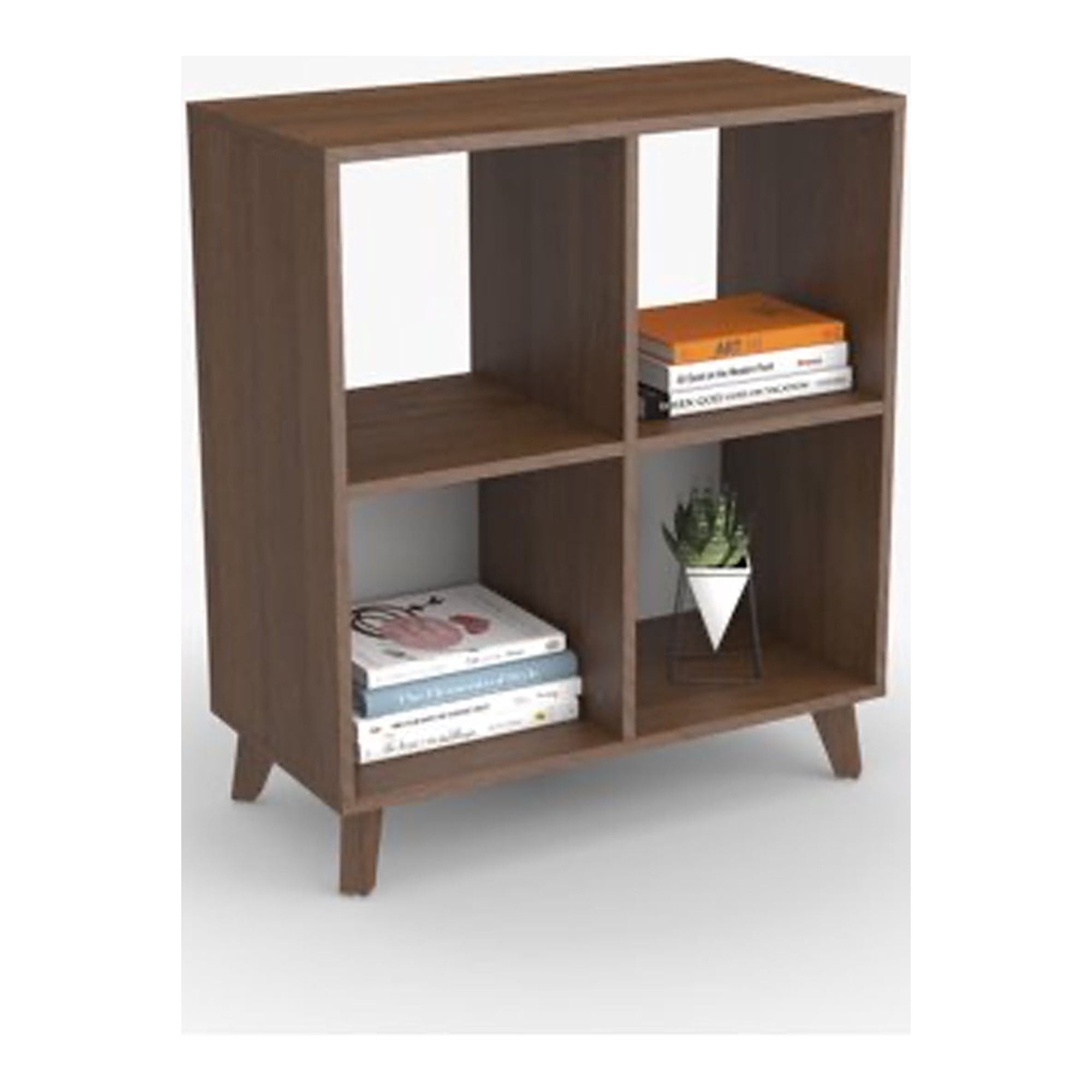 Hon Basyx 36 Inch Modern Wooden Cube Storage Bookcase, Medium Walnut