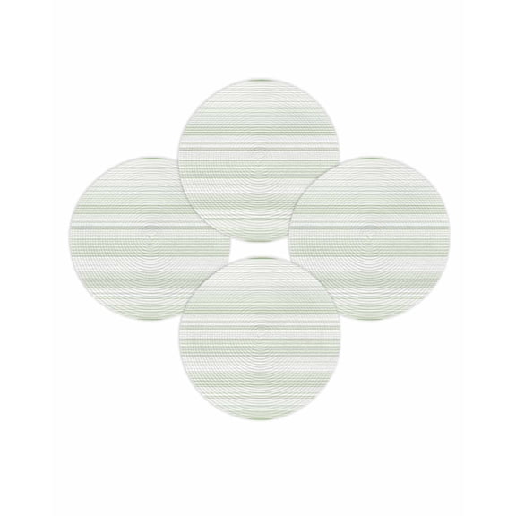 Round Placemats Set of 4 Sage Green Stripes Place Mats Washable Woven Placemat Classic Striped Lines Circle Braided Table Mat for Kitchen Dining Table Party Home Decor 15 Inch