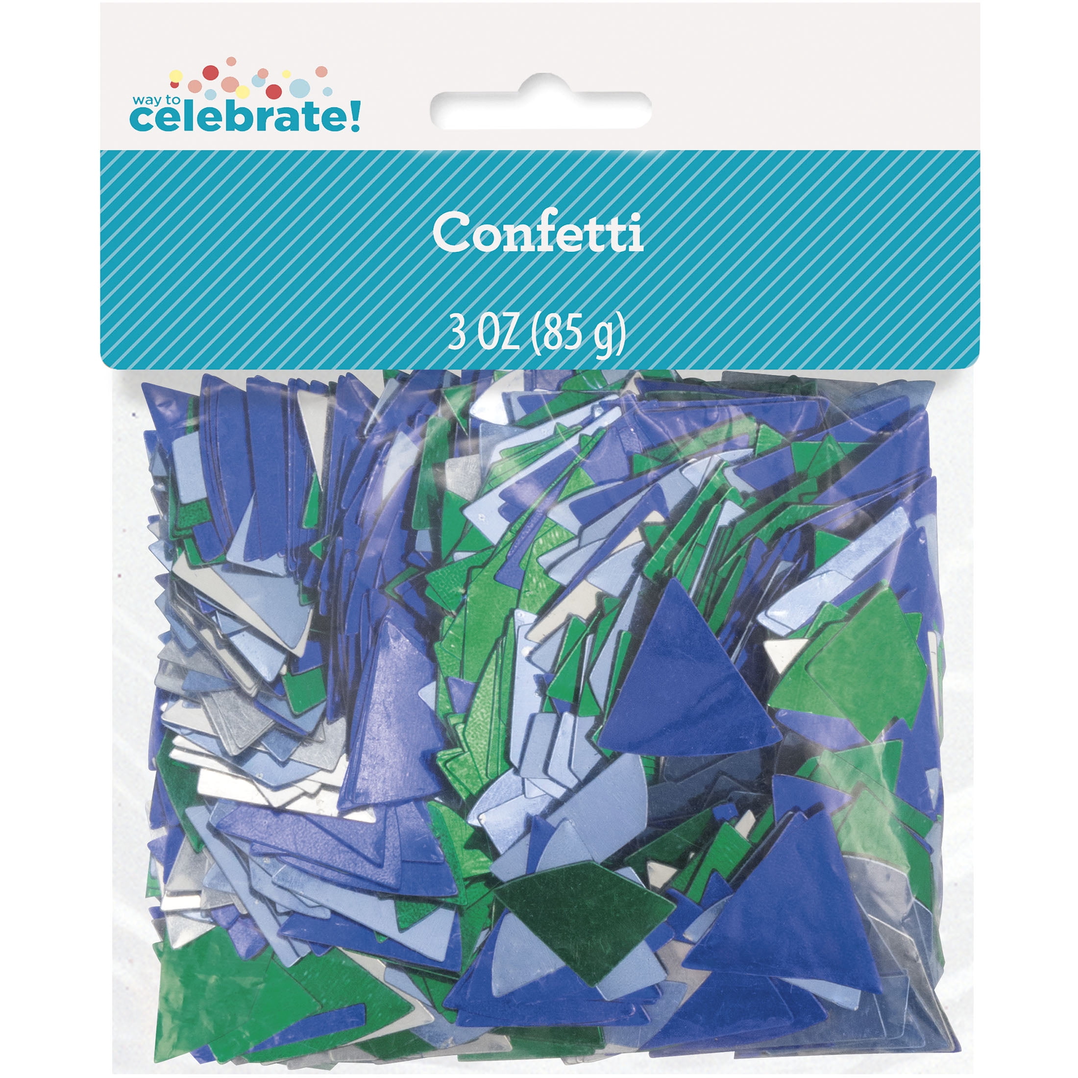(4 pack) Jumbo Silver, Blue & Green Foil Confetti, 3 oz, by Way To Celebrate