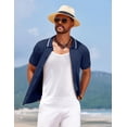 thumbnail image 2 of COOFANDY Men's Knit Short Sleeve Button Up Shirt Casual Summer Shirt Beach Vintage Shirts, 2 of 6