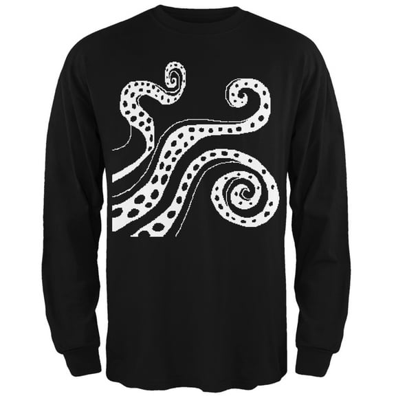 8-Bit Tentacles Black Adult Long Sleeve T-Shirt - Medium