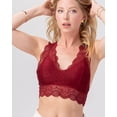 thumbnail image 4 of URBAN DAIZY Women's Seamless Racerback Lace Bra Removable Pads Sexy Floral Mesh Padded Bralette Built-in Shelf Bandeau A11_6327 Eggplant S, 4 of 7