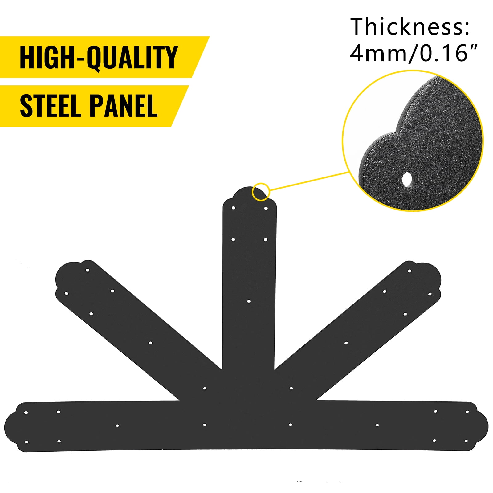 SKYSHALO Gable Panels, 12:12 Pitch Truss Connector Plate, Powder-Coated Steel Bracket, 4mm Thick Metal, 36.2" x 20.5", Black, 1 Set