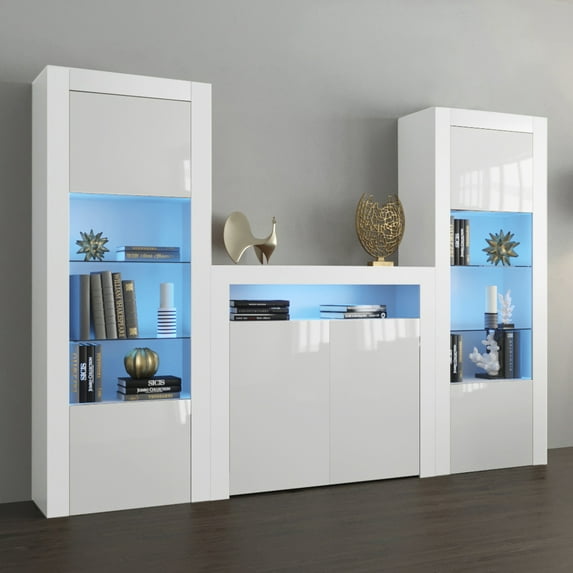 Milano Set 2D-BK-BK Modern Wall Unit Entertainment Center