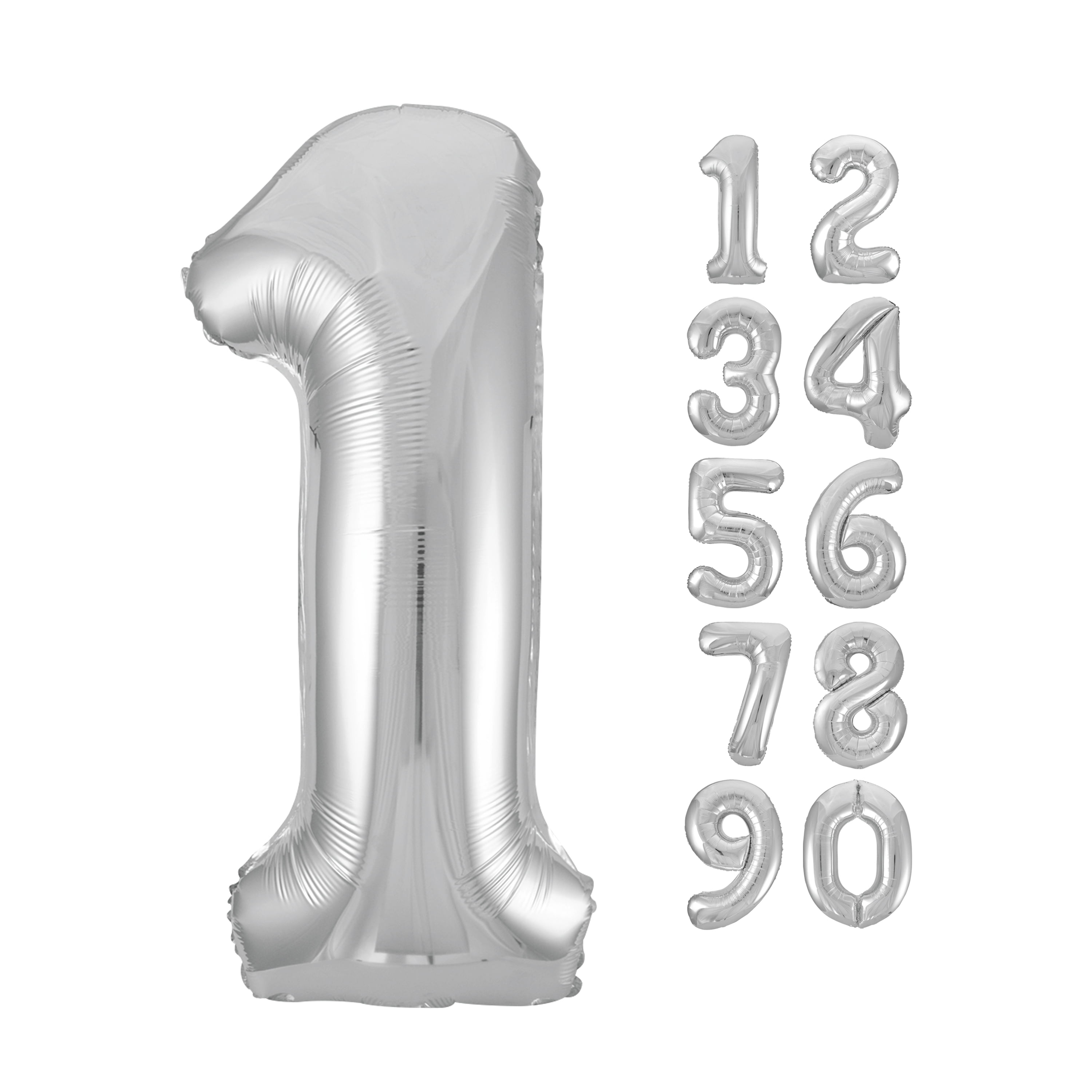 Unique Industries Foil Big Number 1 Shaped 34" Silver Solid Print