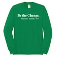 thumbnail image 2 of Inspirational Quote Be the Change by Mahatma Gandhi 1913 Mens Long Sleeve Shirt, Kelly, X-Large, 2 of 3