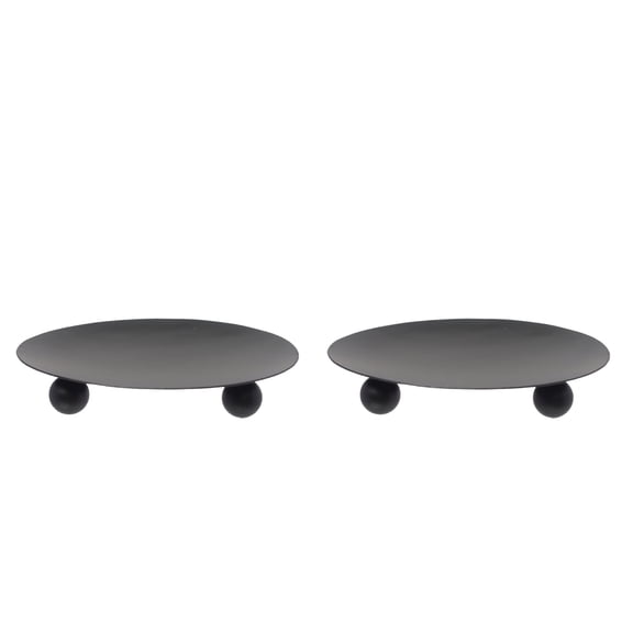 Hosley Pack of 2 Black Iron Pillar Candle Holders 4 Inch Diameter Table Centerpiece Perfect for Home Decor, Wedding, Parties, Living Room
