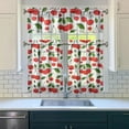 thumbnail image 3 of Kitchen Curtains 36 Inch Short - 3 Panel Set Cherry Print, Rod Pocket Window Curtains 100% Polyester, Sweet Fruit Valance for Farmhouse, Cafe, Living Room, Bedroom, Easy Wash, 3 of 6