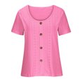 thumbnail image 3 of AOOCHASLIY Travel T Shirt Women's Large U Neck Knit Women's Elegant Hollow Court Lock Top Delicate Button Tops, 3 of 4