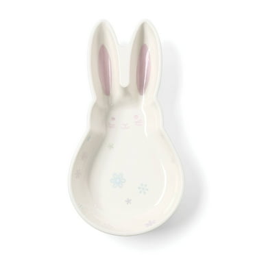 Oneida Bunny Hop White Stoneware 12.4" x 6.5" Bunny Serving Platter