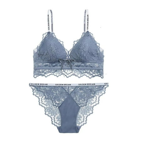 WIZUTIZ Babydoll Lingerie for Women Two Piece Foxy Underwear Corset Thin Sponge Transparent Bra With Large Chest And Small Lace Women s Sexy Lingerie Bra Set up
